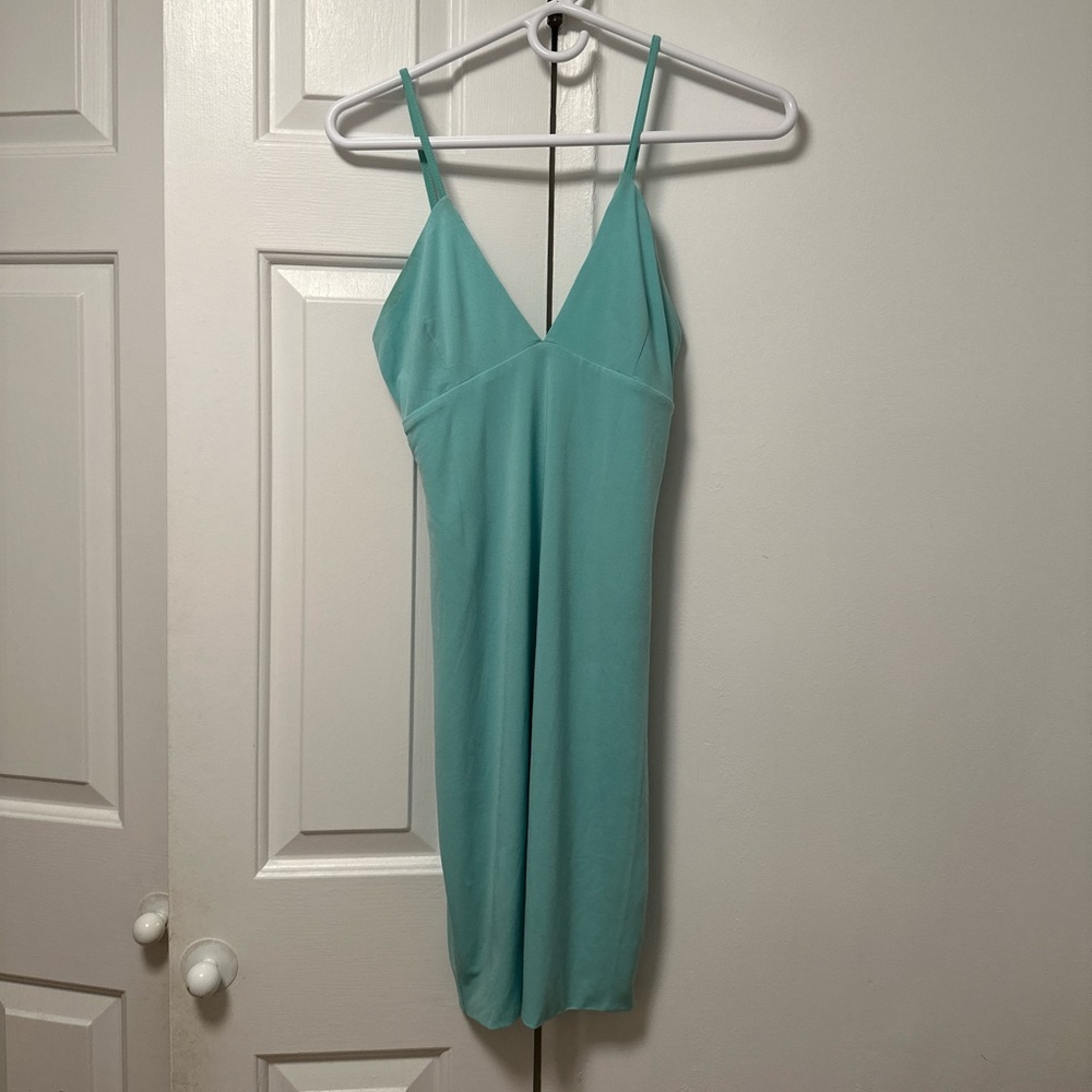 Teal above the knee length dress